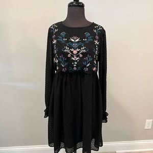 Black Long Sleeve Floral Dress